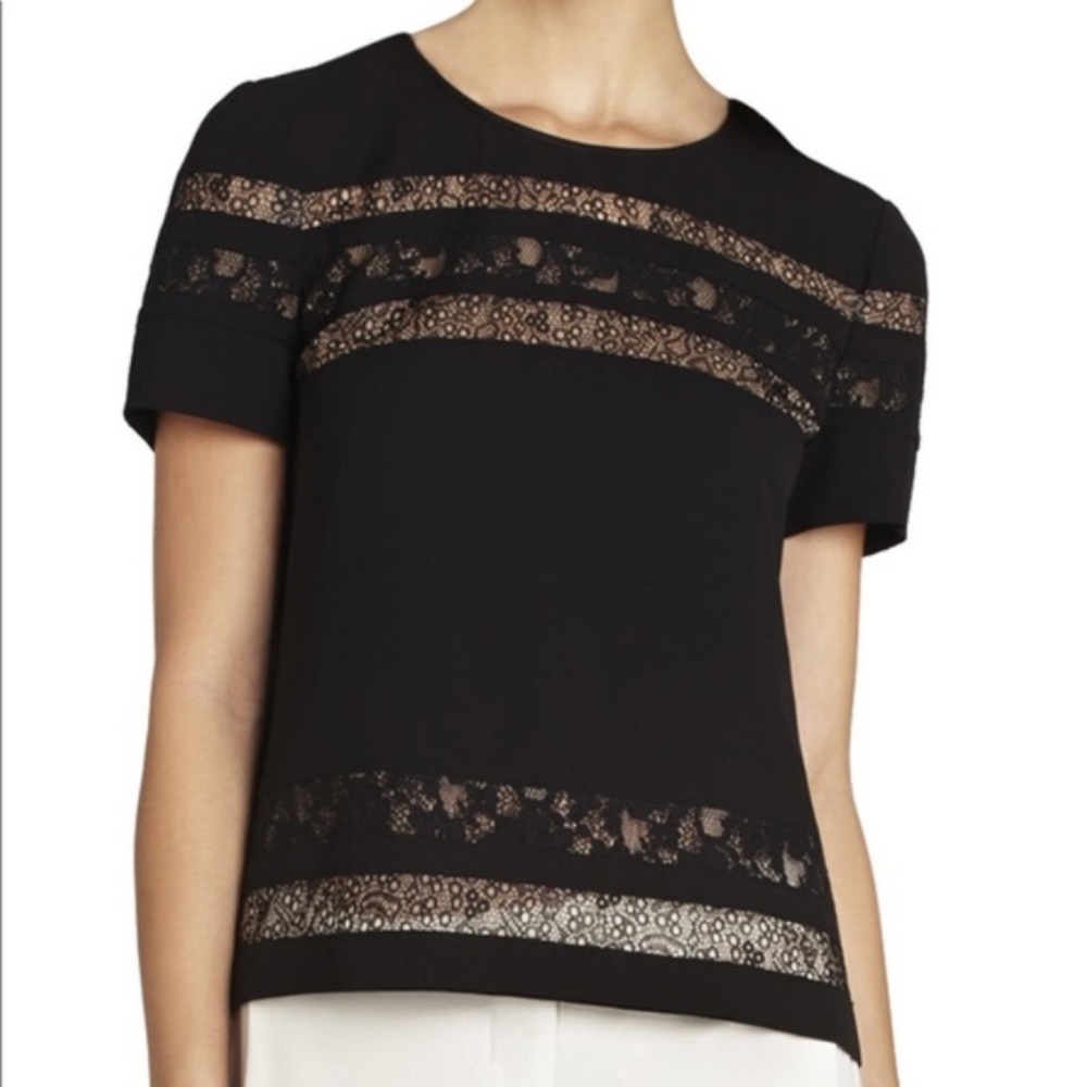 BCBGMAXAZRIA Black Lace Hayde Blouse – Size M